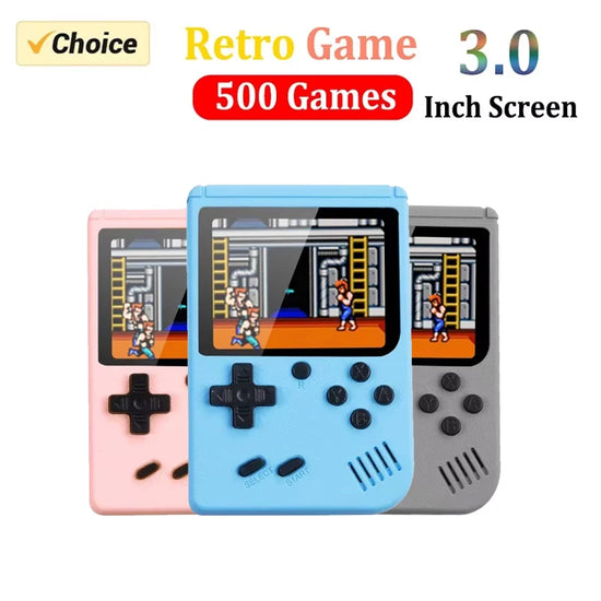 Built-in 500+ Classic Games 8-Bit 3.0 Inch Color LCD Arcade Retro Console for TV Video Game Handheld Player for Boy Kid Gift