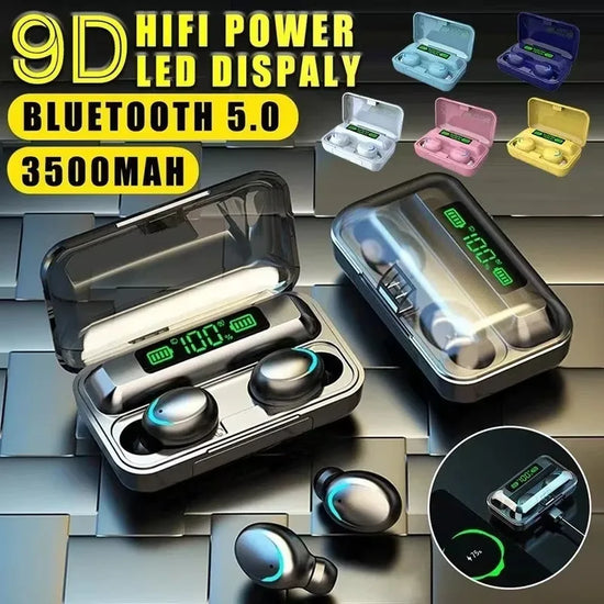 F9-37 Kablosuz Bluetooth Kulaklık Kulaklıklar Açık Hava Spor Kulaklığı 5.3 Şarj Kutusu Ekranlı Dokunmatik Kontrollü Kulaklık Müzik için